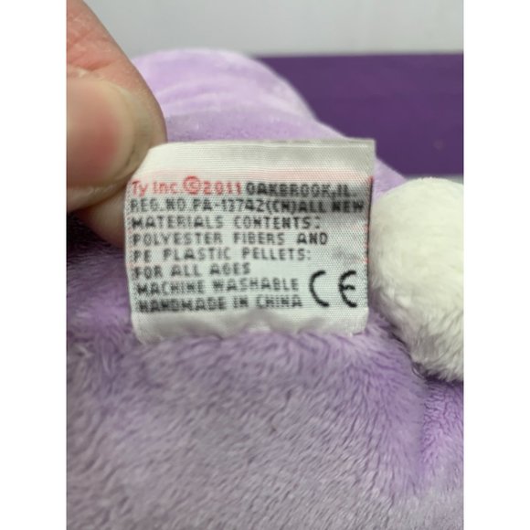 TY 2011 Springy Plushie Lavender Purple Bunny Plush Pink Feet 12” - Picture 7 of 9